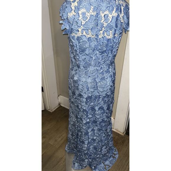 Shoshanna Midnight SZ 12 Raven Blue Cap Sleeve Lace Occasion Formal Gown NEW - Picture 8 of 10